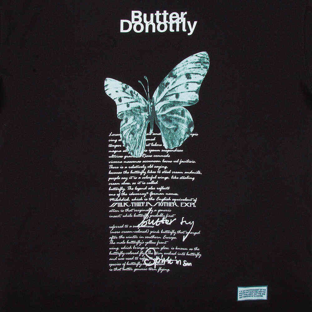 Butter Donot Fly Oversized T-shirt Men Summer Short Sleeved Cotton Tee Shirts Streetwear Clothing 210603