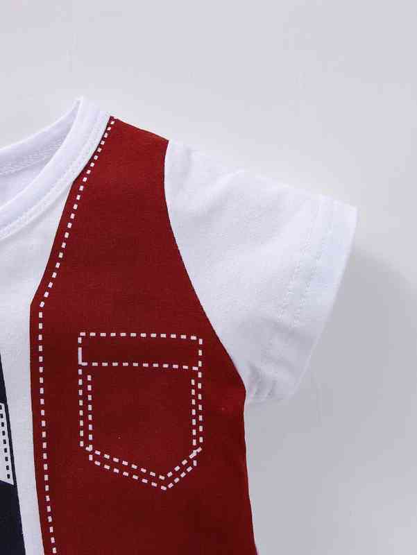 Baby Tie Print Colorblock Tee And Shorts SHE