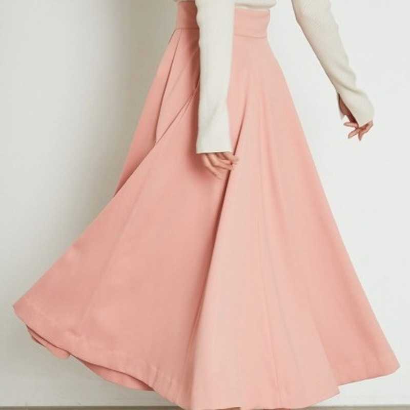 Candy Color Pleated All-match Long Skirt Chic High Waist Slim A-line Women Skirts Summer Elegant Casual Mujer Faldas 210525