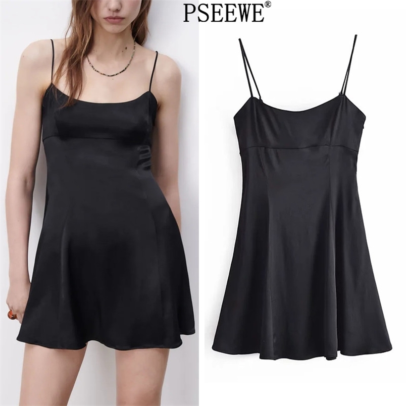 Woman Dress Black Satin Short es Summer Adjustable Thin Straps Backless Sexy Women Club Night es 210519
Woman Dress Black Satin Short es Summer Adjustable Thin Straps Backless Sexy Women Club Night es 210519