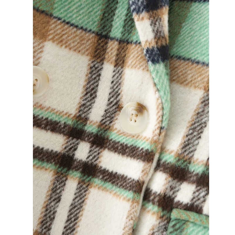 XITIMEAO Women Casual Blazer Jacket Office Lady Pockets Plaid Suit Coat Single Breasted Thickening Ladies Business Blazers 210602