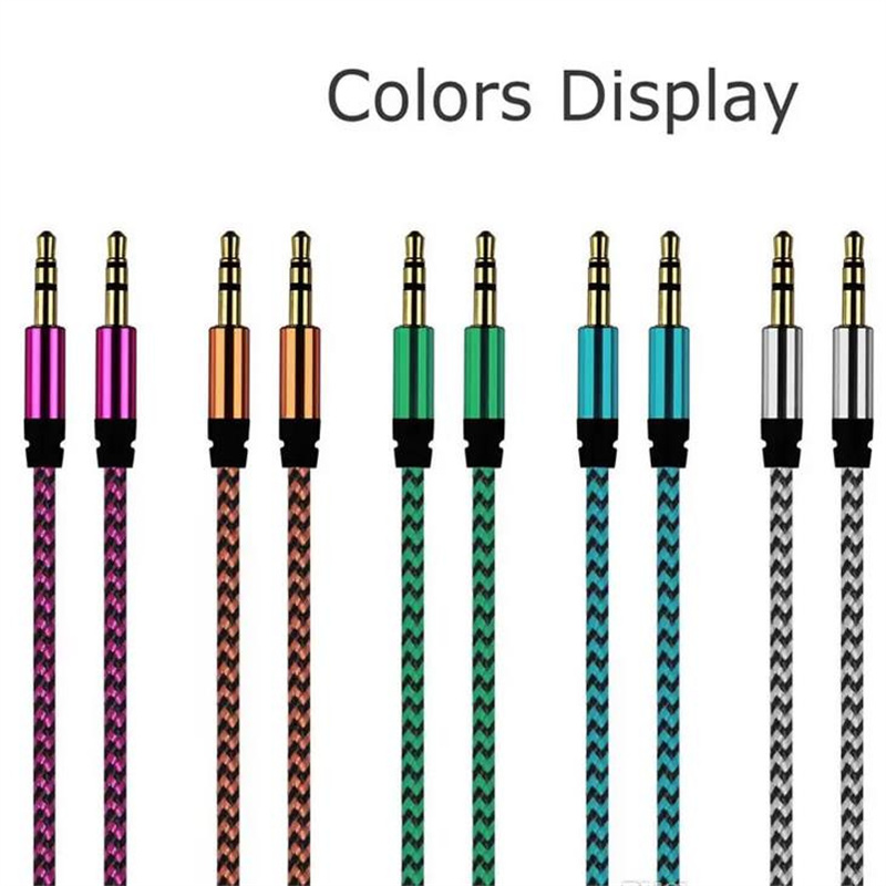 Car Audio AUX Extention Cable Nylon Braided 3ft 1M wired Auxiliary Stereo Jack 3.5mm Male Lead for Andrio Mobile Phone Speaker