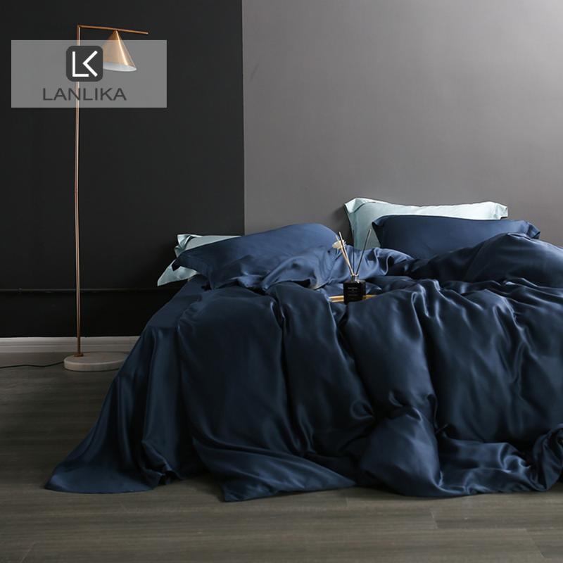 Bedding Sets Lanlika Top Grade 100%Silk Dark Blue Set Beauty Sleep  King Duvet Cover Bed Sheet Fitted Linen Pillowcase, 002 
Bedding Sets Lanlika Top Grade 100%Silk Dark Blue Set Beauty Sleep  King Duvet Cover Bed Sheet Fitted Linen Pillowcase, 002