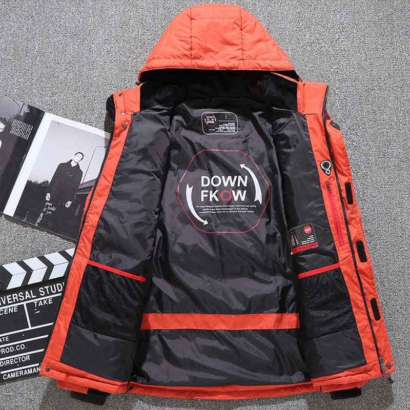 High Quality Down Jacket Male Winter Parkas Men White Duck Down Jacket Hooded Outdoor Thick Warm Padded Snow Coat Oversize M-4XL 210818