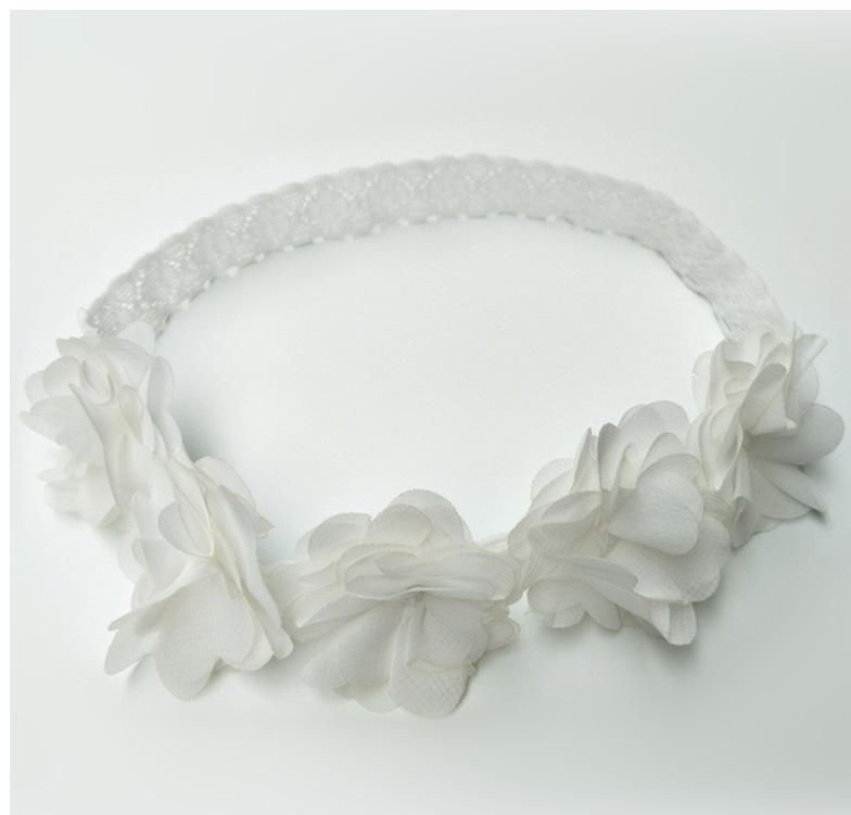 2021 Baby Girl Headband New Arrive Lovely Toddler Lace Flower Crown Head Band Chiffon Flower Wreath Headwear Pink White Hair Accessories