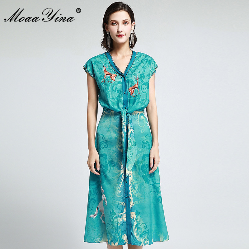Fashion Designer dress Summer Women's Dress Party V Neck Bow Vintage Print Blouses Style Dresses 210524, Green
Fashion Designer dress Summer Women's Dress Party V Neck Bow Vintage Print Blouses Style Dresses 210524, Green