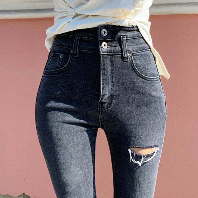 2011mozuleva 2021 winter two buttons women ripped trousers high waist slim pencil jeans female denim jeans stretch long pants, Blue
2011mozuleva 2021 winter two buttons women ripped trousers high waist slim pencil jeans female denim jeans stretch long pants, Blue