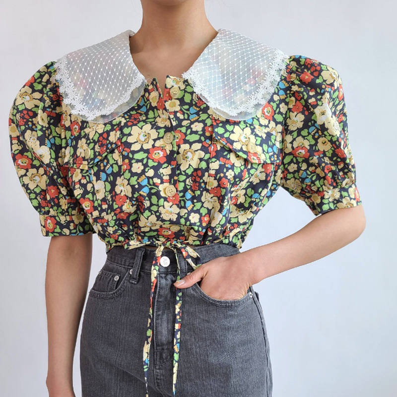 Lucyever Korean Puff Sleeve Print Shirt Women Sweet Peter Pan Collar Single Breasted Crop Tops Woman Chic Loose Lace Up Blouses 210521, Yellow
Lucyever Korean Puff Sleeve Print Shirt Women Sweet Peter Pan Collar Single Breasted Crop Tops Woman Chic Loose Lace Up Blouses 210521, Yellow