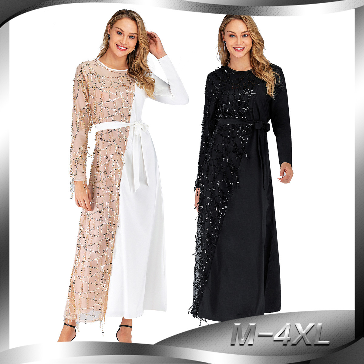 Ramadan Arab Islamic Clothing Women Iftar Muslim Dress Sequins Sash Abaya Party Dresses Turkey Kimono Kaftan Long Robe Plus Size
Ramadan Arab Islamic Clothing Women Iftar Muslim Dress Sequins Sash Abaya Party Dresses Turkey Kimono Kaftan Long Robe Plus Size