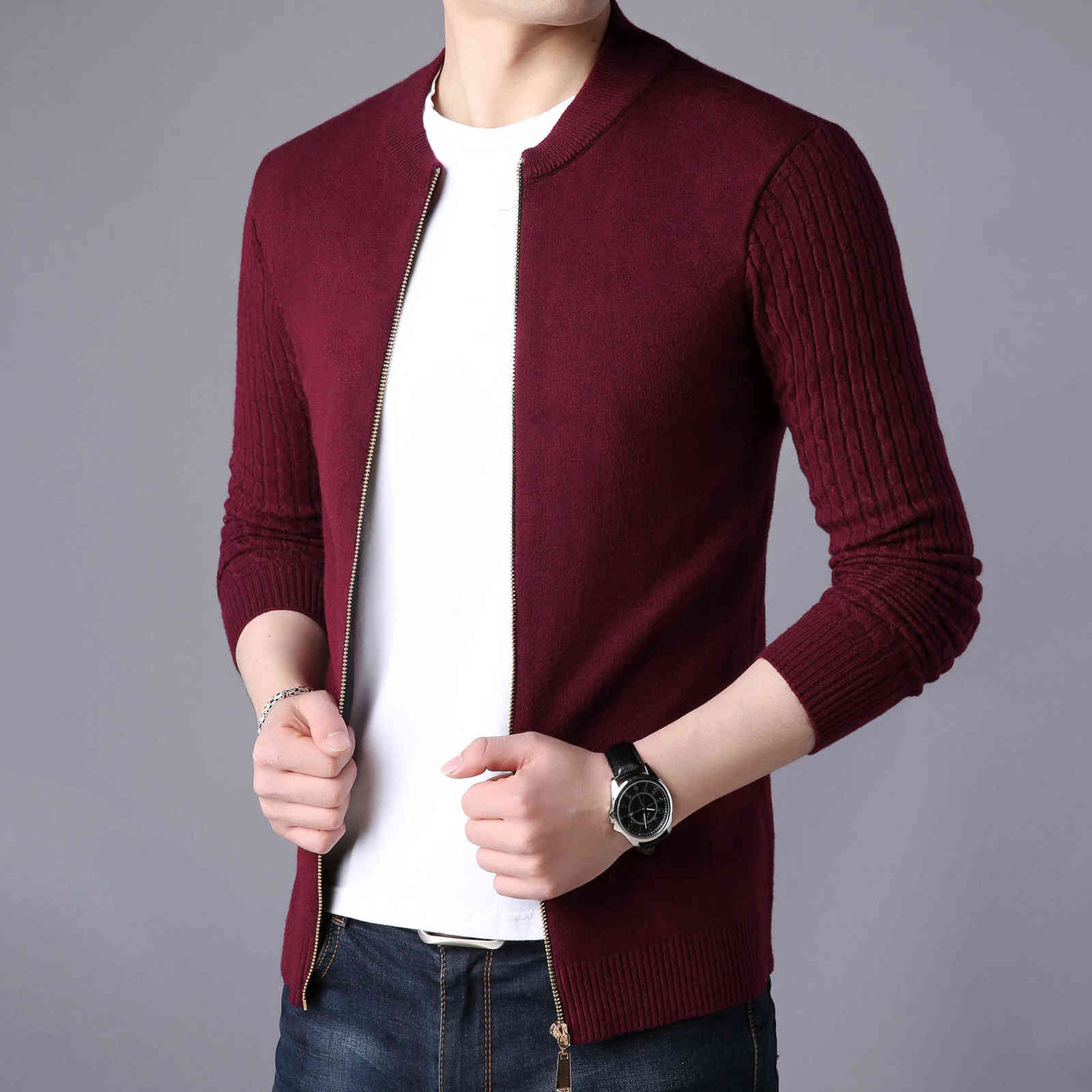 Autumn Winter Men's Sweater Male Jacket Solid Color Sweaters Knitwear Warm Sweatercoat Cardigans Men Clothing 211102