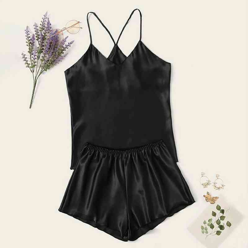 underwear pajamas lingerie satin women sleepwear silk pijama lace up nightwear shorts pyjamas home suit summer pajama sets, Black;red
underwear pajamas lingerie satin women sleepwear silk pijama lace up nightwear shorts pyjamas home suit summer pajama sets, Black;red