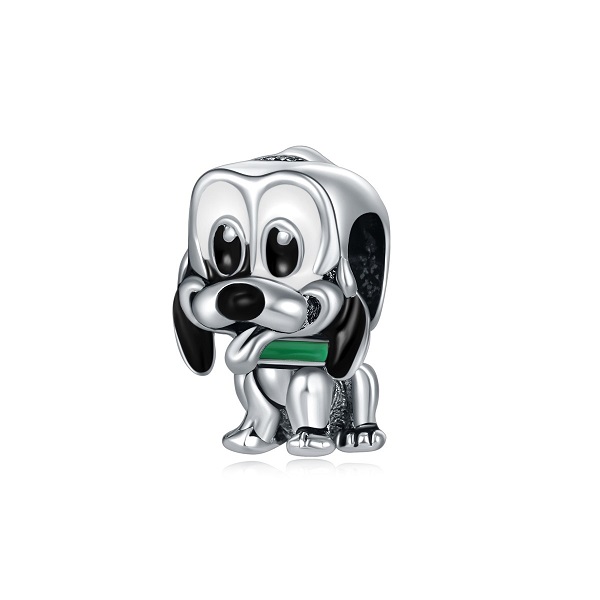 Fits Bracelets 20pcs Cute Cartoon Dog Animal Green Enamel Silver Charms Bead Dangle Charm Beads For Wholesale Diy European Sterling Necklace Jewelry