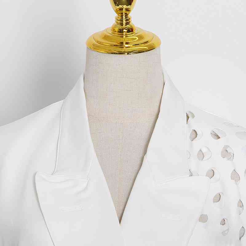 Hollow Out Black Blazer Women Notched Long Sleeve Casual Minimalist Suit Female Autumn Fashion Clothing 210524