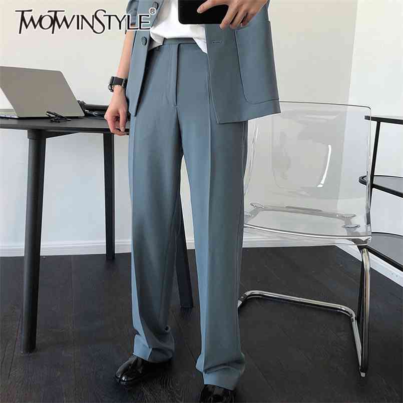 Straight Pants For Women High Waist Casual Loose Minimalist Wide Leg Pant Female Fashion Clothing Autumn 210521, Blue
Straight Pants For Women High Waist Casual Loose Minimalist Wide Leg Pant Female Fashion Clothing Autumn 210521, Blue