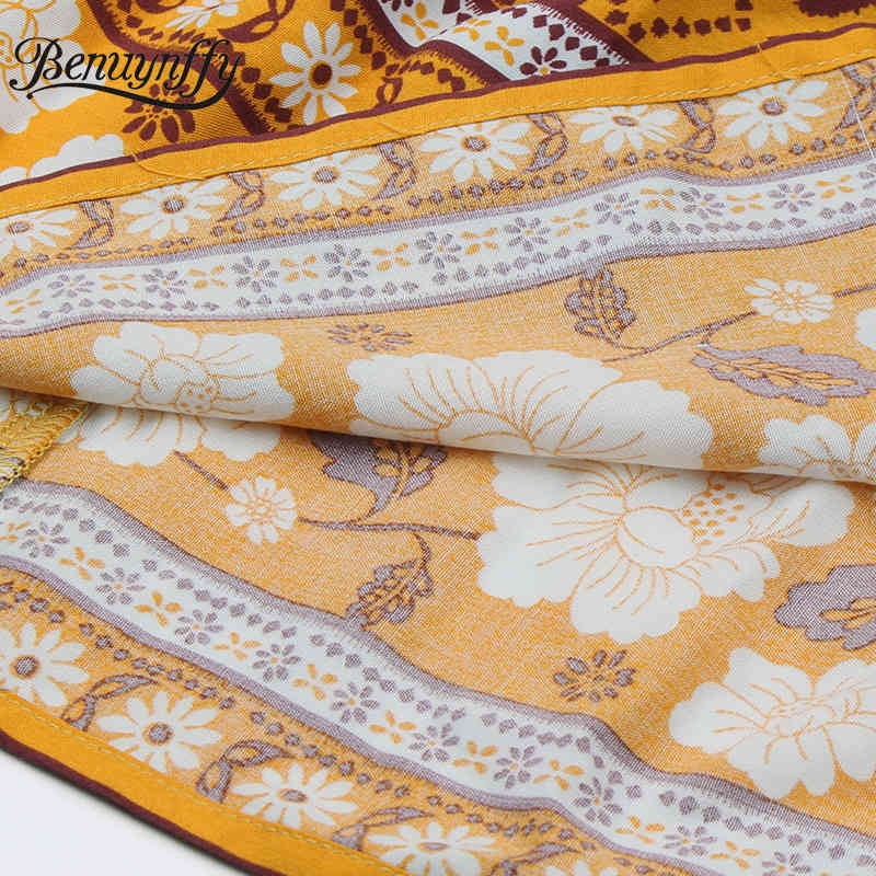 Surplice Neck Bohemian Print Short Sleeve Dresses Women Summer Vacation Boho Casual Tassel Tie Waist Swing Long Dress 210510