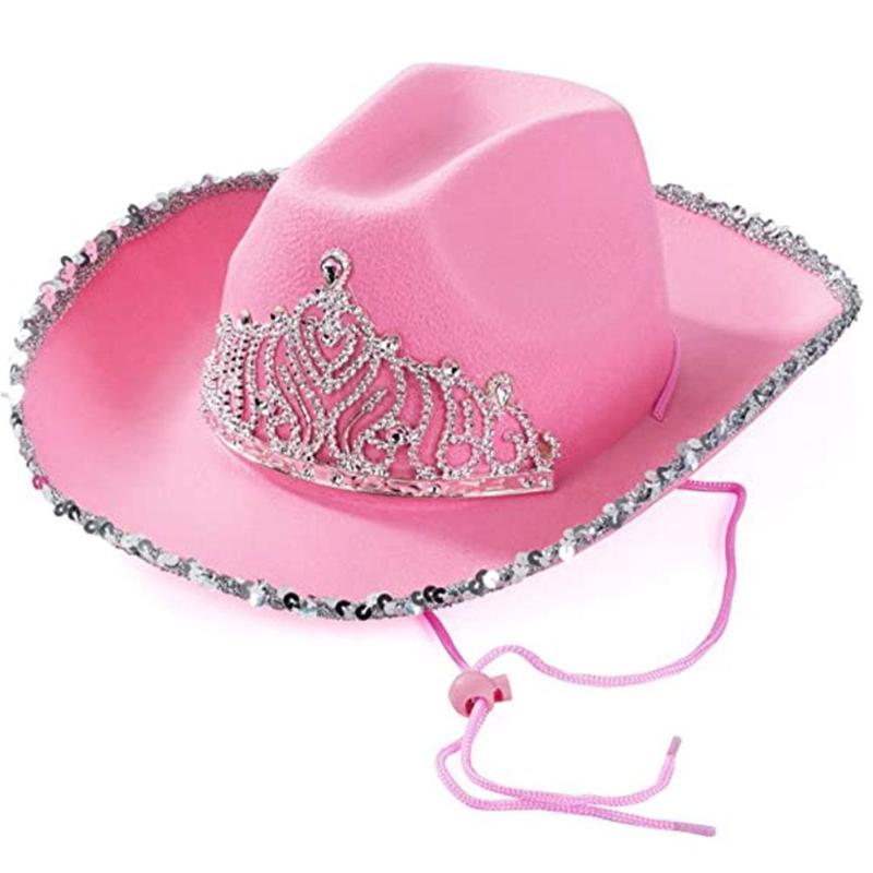 Berets Western Cowboy Hat Women Girl Pink Cowgirl Tiara Costume Party With Feather And Sequin Brim Fashion Cap
Berets Western Cowboy Hat Women Girl Pink Cowgirl Tiara Costume Party With Feather And Sequin Brim Fashion Cap