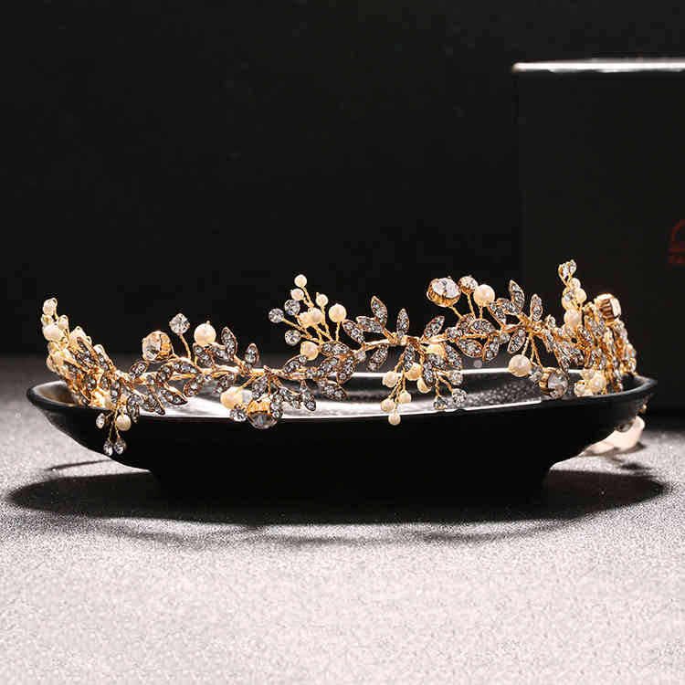 Wedding Hair Jewelry Accessories Korean Handmade Fashion Rhinestone Alloy Pearl Embroidered Band Bride Headband