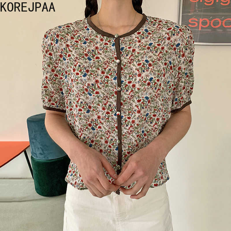 Korejpaa Women Shirt Summer Korean Chic Retro Round Neck Edging Single-Breasted Loose Versatile Floral Puff Sleeve Blouses 210526, Apricot
Korejpaa Women Shirt Summer Korean Chic Retro Round Neck Edging Single-Breasted Loose Versatile Floral Puff Sleeve Blouses 210526, Apricot