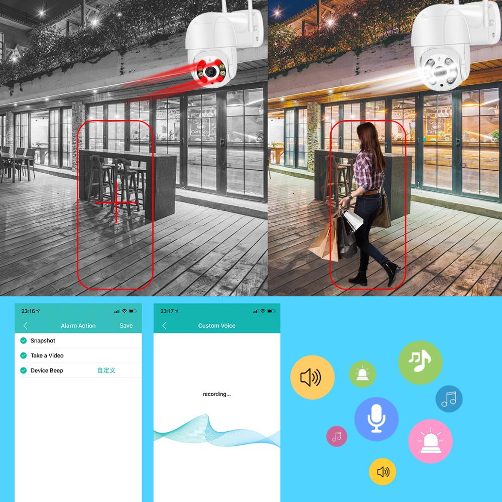 5MP PTZ IP Camera Wifi Outdoor AI Human Detection Audio 1080P Wireless Security CCTV Camera P2P RTSP 4X Digital Zoom Wifi Cam