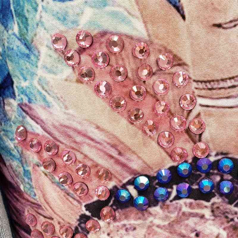 Streetwear Style Print Women's Denim Jacket Coat Diamonds Hole BF Jeans Outwear Female Spring Autumn Casual Loose Cowboy Outwear 210722