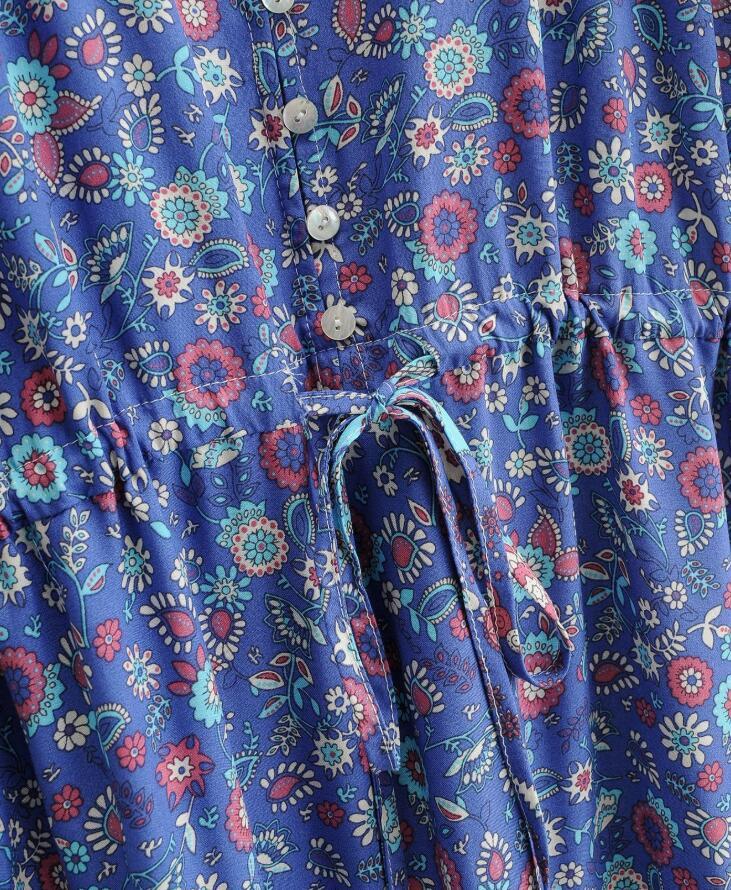 BOHO Bandage Adjust Collar Floral print Women Dress Holiday Tie Bow Sashes Short Sleeve off Shoulder Midi Dresses Beach 210429