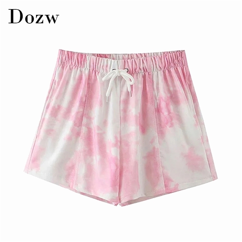 Printed Summer Casual Shorts Women Fashion Elastic Waist Sweatpants Ladies Pockets Muti Color Bottoms Short Femme 210515