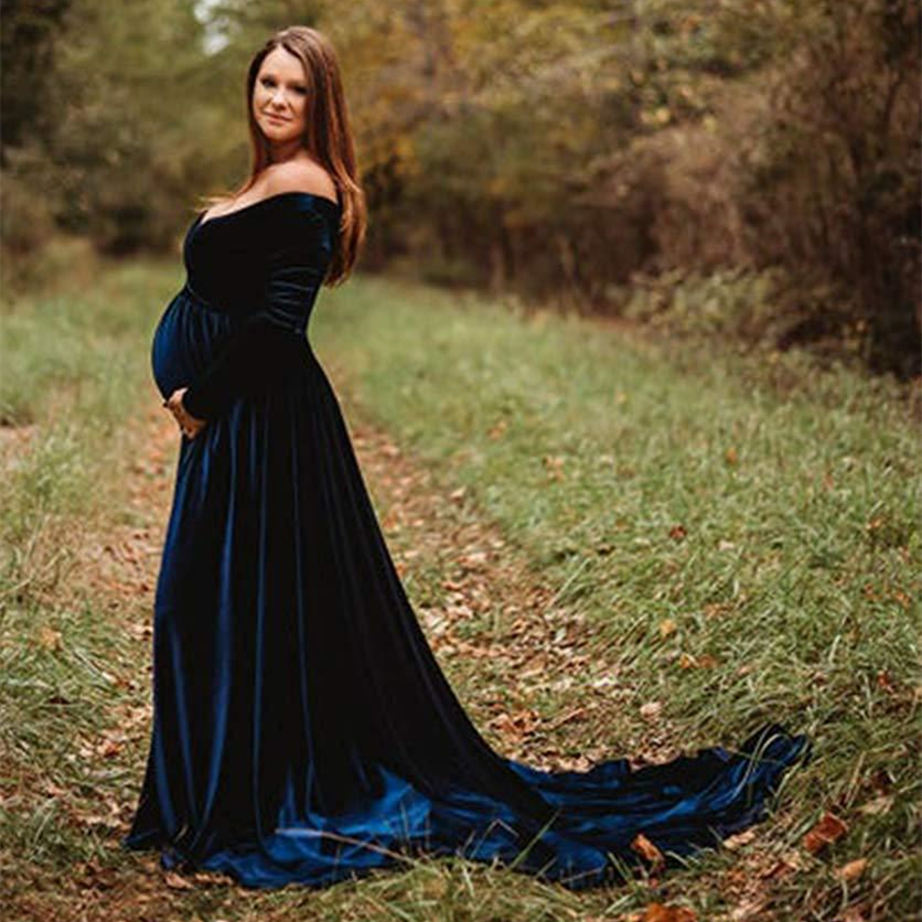 New Elegence Maternity Dresses Pleuche Long Pregnancy Photography Dress Maxi Maternity Gown For Pregnant Women Photo Shoot Props