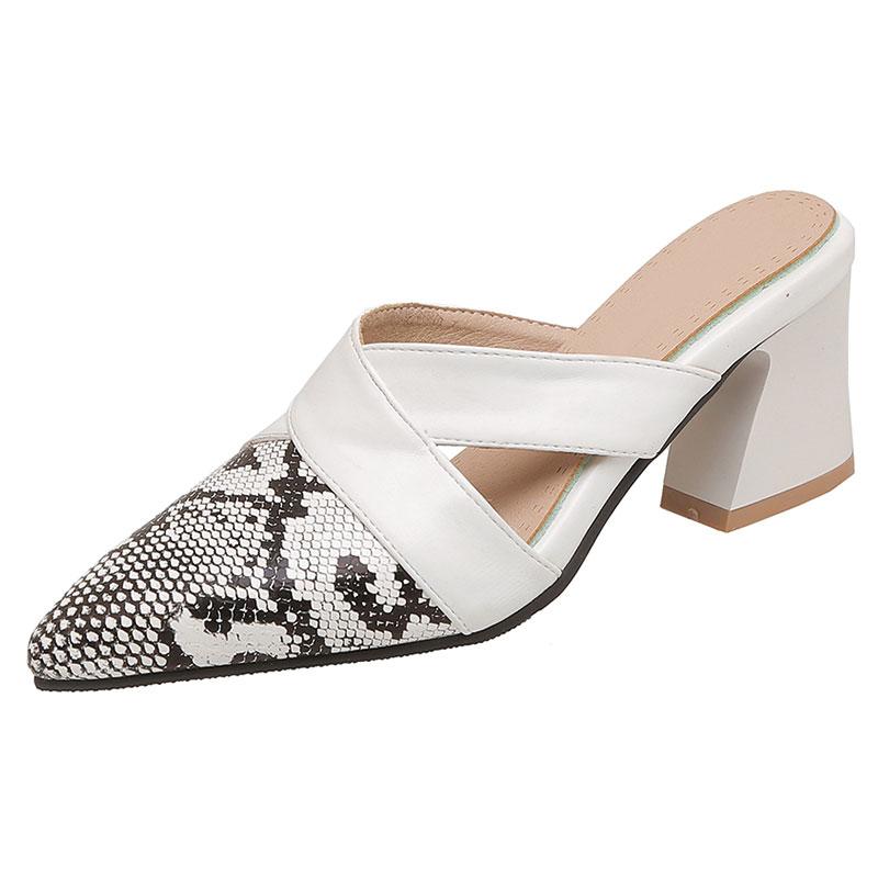 Robe Chaussures Fanyuan 2021 Été Mode Marque Mules Pumps Talon Haute Talon Haute Talon Slides Diapositives pointues Toe Slip sur la plage de luxe