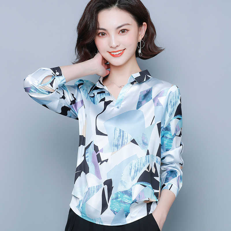 Korean Fashion Silk Women Shirts Satin Office Lady Blouses Plus Size 4XL s Tops and Blusas Femininas Elegante 210531