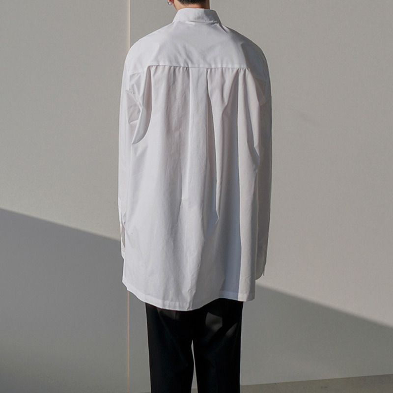 IEFB spring men's long sleeve side split white shirt fashion loose casual korean trend blouse mans single breast 9Y5456 210524