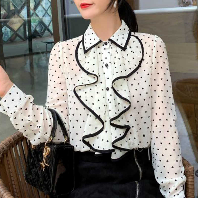 Blusas Mujer De Moda Long Sleeve Ruffles Black Dot White Chiffon Blouse Women Shirts Ofiice Ladies Blouse Women Tops B817 210602
Blusas Mujer De Moda Long Sleeve Ruffles Black Dot White Chiffon Blouse Women Shirts Ofiice Ladies Blouse Women Tops B817 210602
