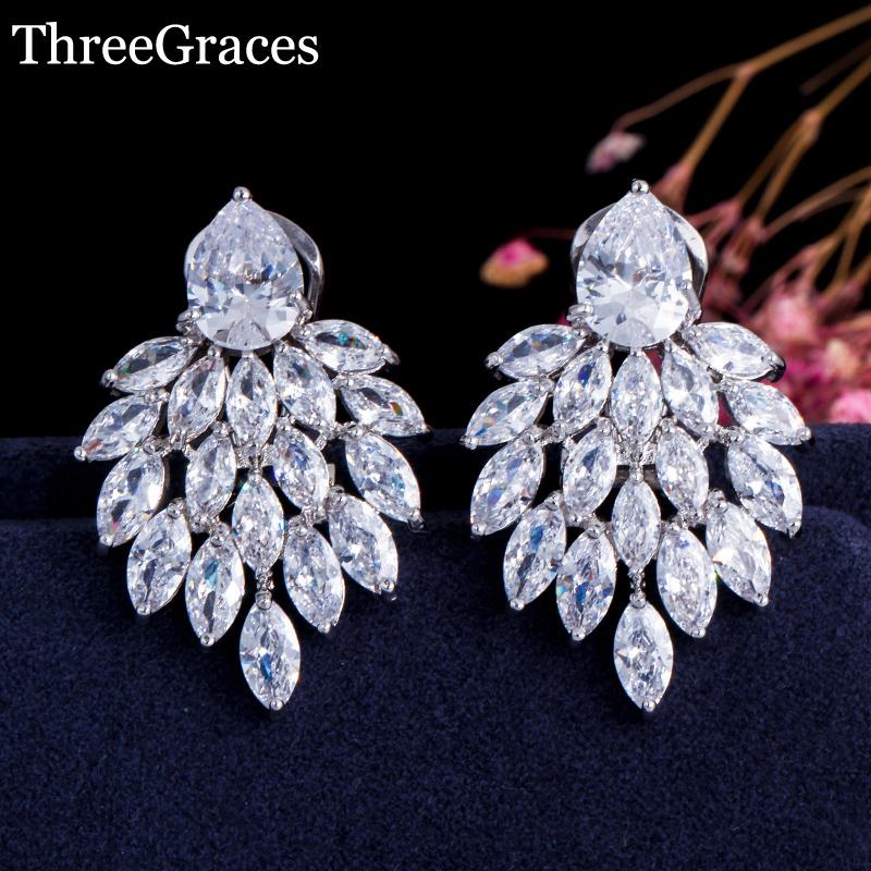Dangle & Chandelier ThreeGraces Luxury Designer Women Jewelry Clear Marquise Cubic Zircon Stone Big Drop Wedding Bridal Earrings For ER196, Silver
Dangle & Chandelier ThreeGraces Luxury Designer Women Jewelry Clear Marquise Cubic Zircon Stone Big Drop Wedding Bridal Earrings For ER196, Silver