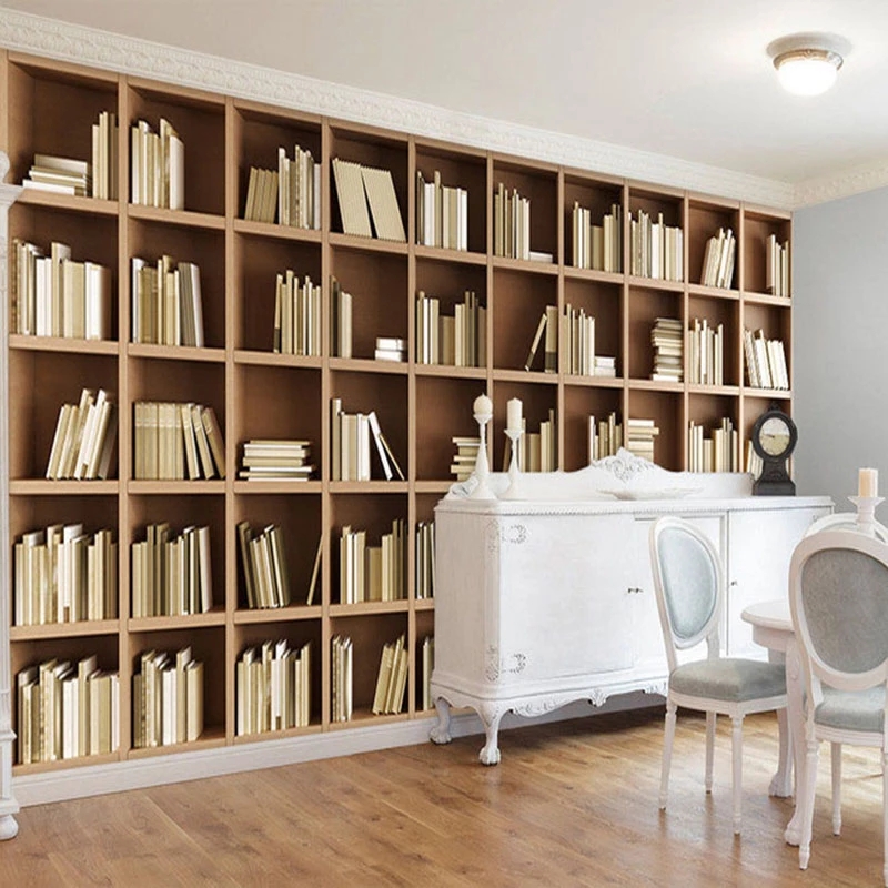 Custom Wallpaper 3D Stereo Bookshelf Background Mural Modern Simple Library Living Room Bedroom Decor Waterproof