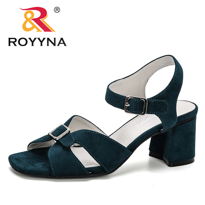 Sandals ROYYNA Style Woman Summer Fashion Flock Wedges Pumps Female High Heels Buckle Strap Gladiator Women Solid Shoes1 N2MV, Red