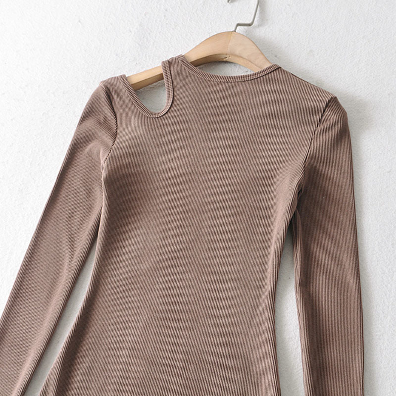 Long Sleeve Slit Cutout Round Neck Pullover Women's Dress Vintage Threaded Slim Hip-Knit Bottom Skirt Chic Female Dresses 210507