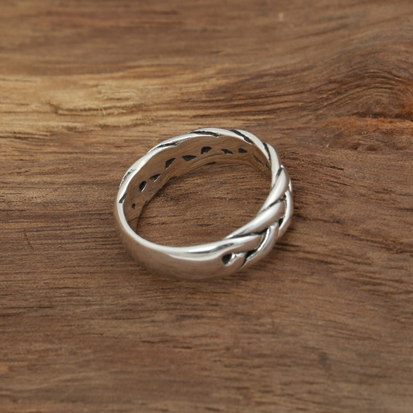 High quality 925 sterling silver braided band rings American Europe antique handmade designer punk gothic Luxury jewelry accessories