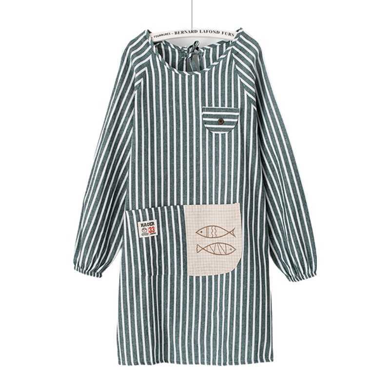 Long-Sleeved Aprons with Pockets For Women Cooking and Baking BBQ Creating Art 210622