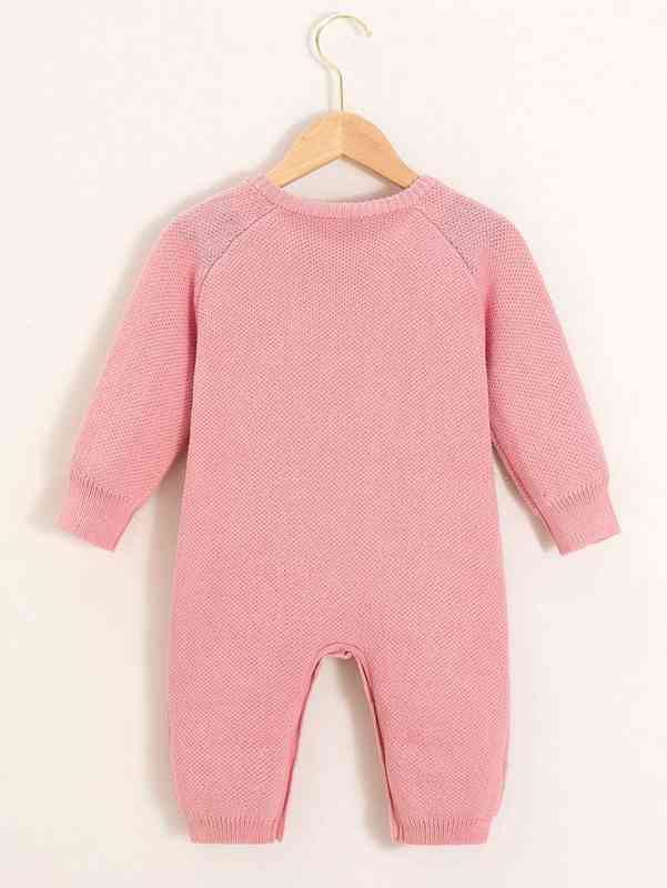 Baby Cartoon Pattern Raglan Sleeve Knit Jumpsuit SHE