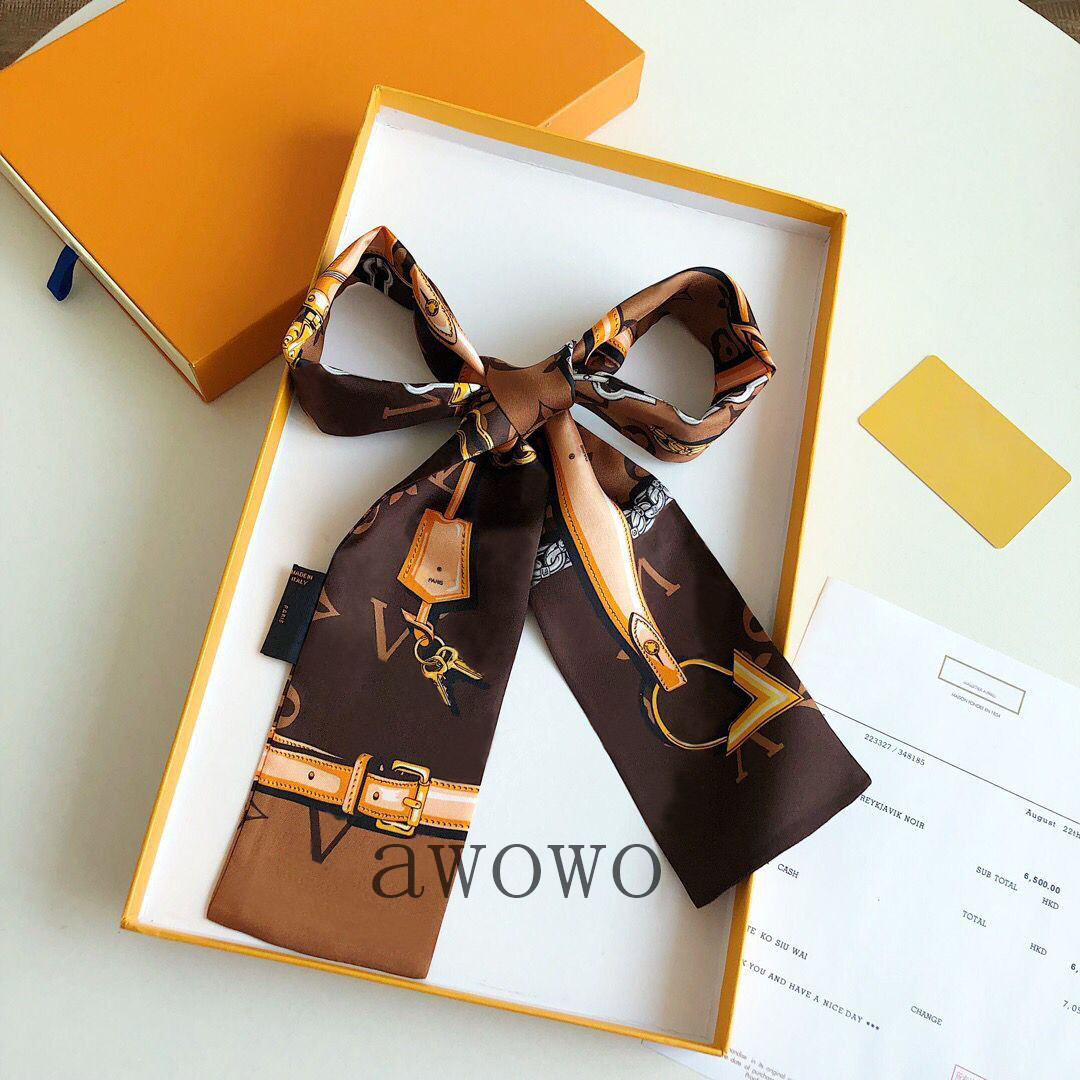 Exquisite design classic letter 100% silk scarf for women lady chic unique nice quality soft headband scarves no box