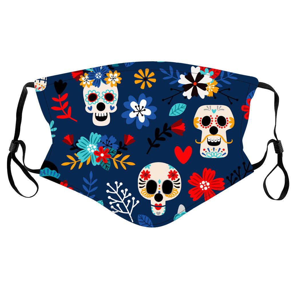 5 PCS Halloween mask 3d printed cotton dustproof earrings personalized mask for men and women