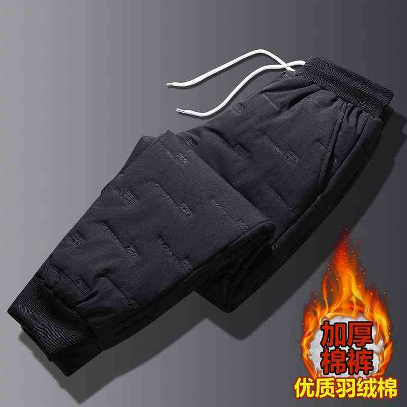 winter arrival Pant Male warm thicken trouser men's Casual elastic waist Pants Mens Down cotton trousers men size M-5XL 211112