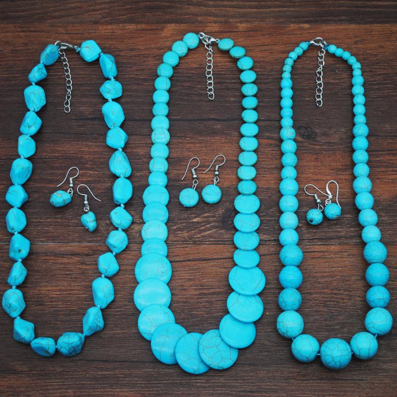 Earrings & Necklace Retro Ethnic Vintage Party Wedding Set Drop Women Blue Howlite Stone Turquoises Boho Jewelry Sets, As pic
Earrings & Necklace Retro Ethnic Vintage Party Wedding Set Drop Women Blue Howlite Stone Turquoises Boho Jewelry Sets, As pic