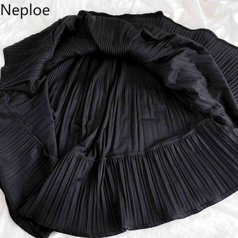 Neploe Irregular Women Skirts Solid Pleated Streetwear High Waist Chiffon Faldas Mujer Korean Fashion Chic Harajuku Simple Jupe 210422