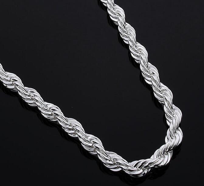925 Sterling Silver necklace 16/18/20/22/24 Inch 4mm Twisted Rope Chain Necklace For Women Man Fashion Wedding Charm Jewelry GC608