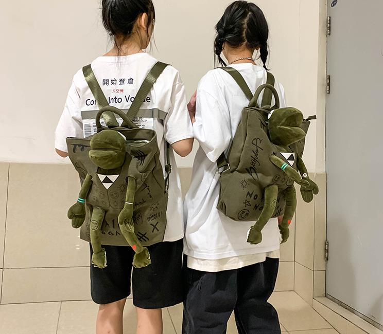 Cross Body Fashion All- Female Bags Trendy Cool Green Bag Canvas Backpack