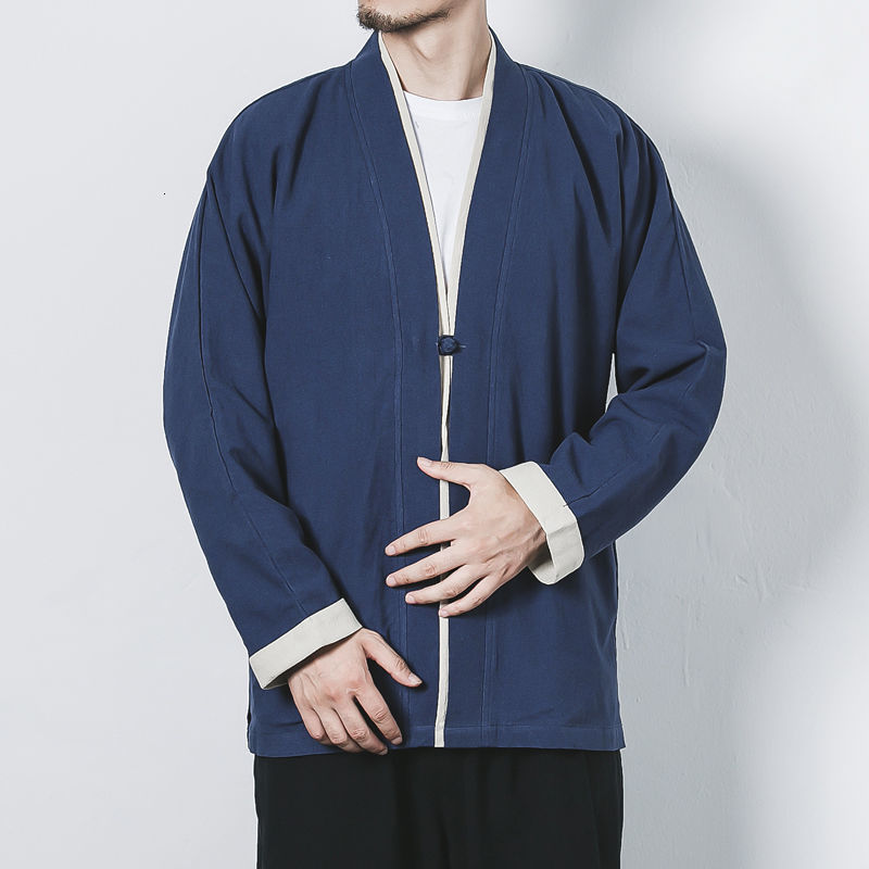 IEFB Chinese Style Tang Suit Large Size Jacket With Cardigan Casual Tops Men's Tea Dress Spring Summer Taoist Robe 9Y6026 210524