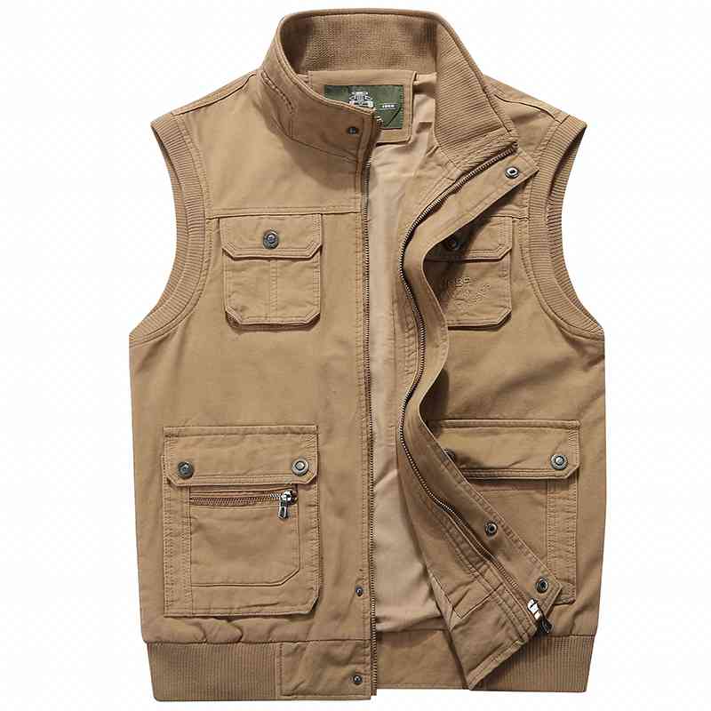 Vest Jacket Sleeveless Men Vest Male Many Pocket Waistcoat Pographer Autumn Unloading Tactical Stand Collar Multi Pocket Vest 210518, Army green
Vest Jacket Sleeveless Men Vest Male Many Pocket Waistcoat Pographer Autumn Unloading Tactical Stand Collar Multi Pocket Vest 210518, Army green