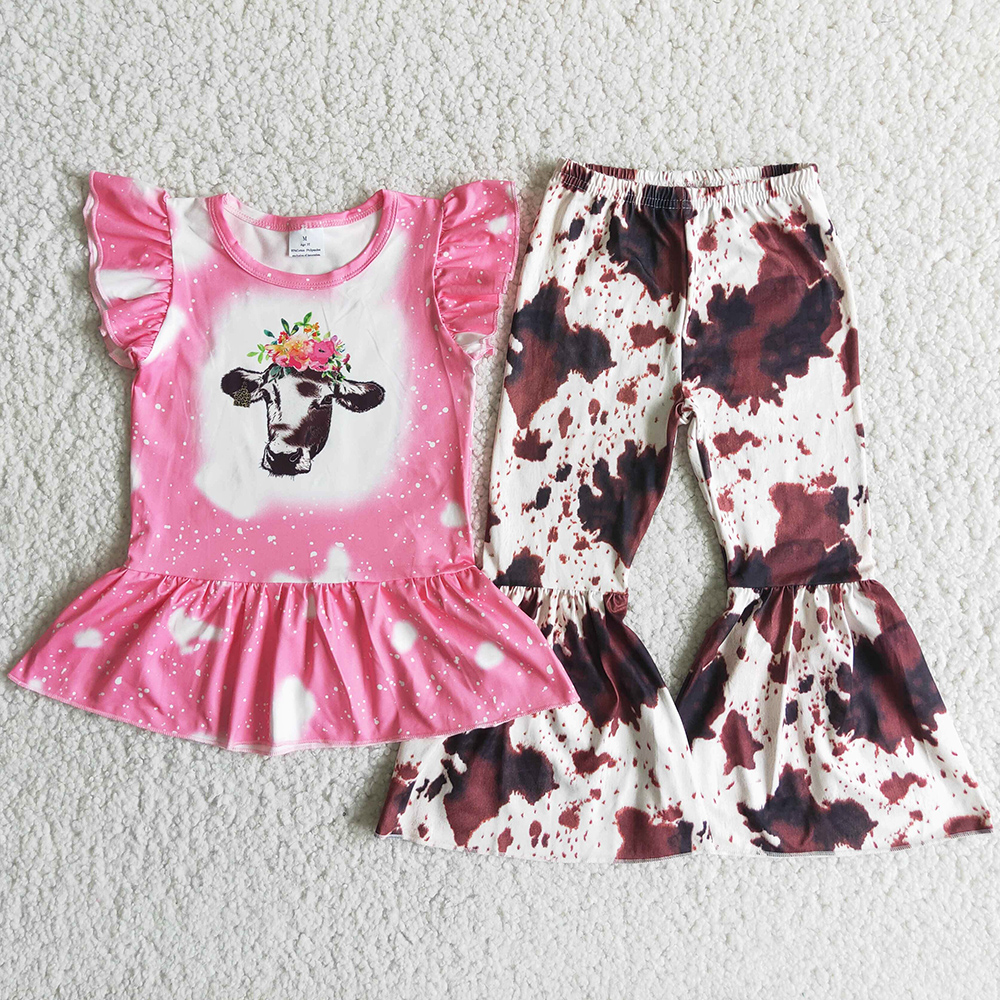 fashion Kids Designer Clothes Sets Girl Fall Bell Bottom Outfits Boutique Baby Girls Clothing Short Sleeve Milk Silk Cow Print Toddler Outfit Wholesale, Multi
fashion Kids Designer Clothes Sets Girl Fall Bell Bottom Outfits Boutique Baby Girls Clothing Short Sleeve Milk Silk Cow Print Toddler Outfit Wholesale, Multi