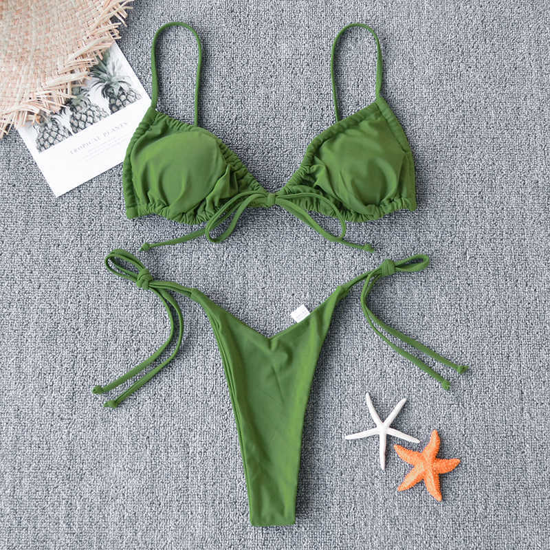Sexy Micro Bikini Women Swimsuit Bandage Set Swimwear Female Halter Top Brazilian Bathing Suit Bather Biquini 210625