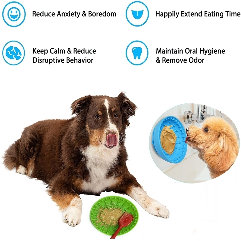 Dog Slow Feeder Bowls With Suction Cup Dog Lick Mat Pet Lick Pad Anxiety Reduction Bath Distraction Food Dispenser Licking Toys